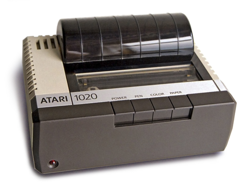 Atari 1020 four-color printer plotter, front view with Atari branding