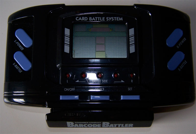 Barcode Battler close-up showing barcode scanner slot and card