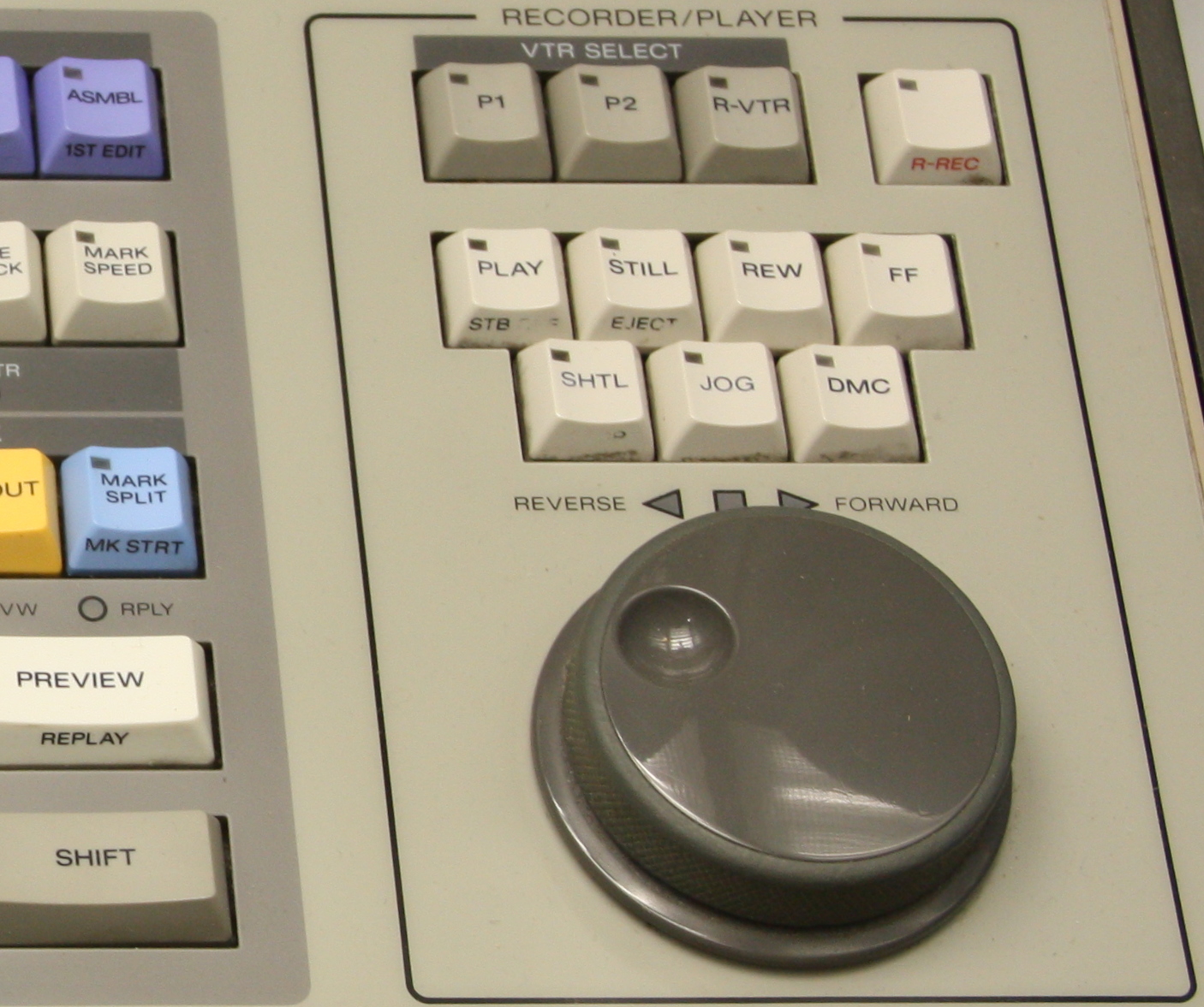 Jog dial close-up on the Sony BVE-600