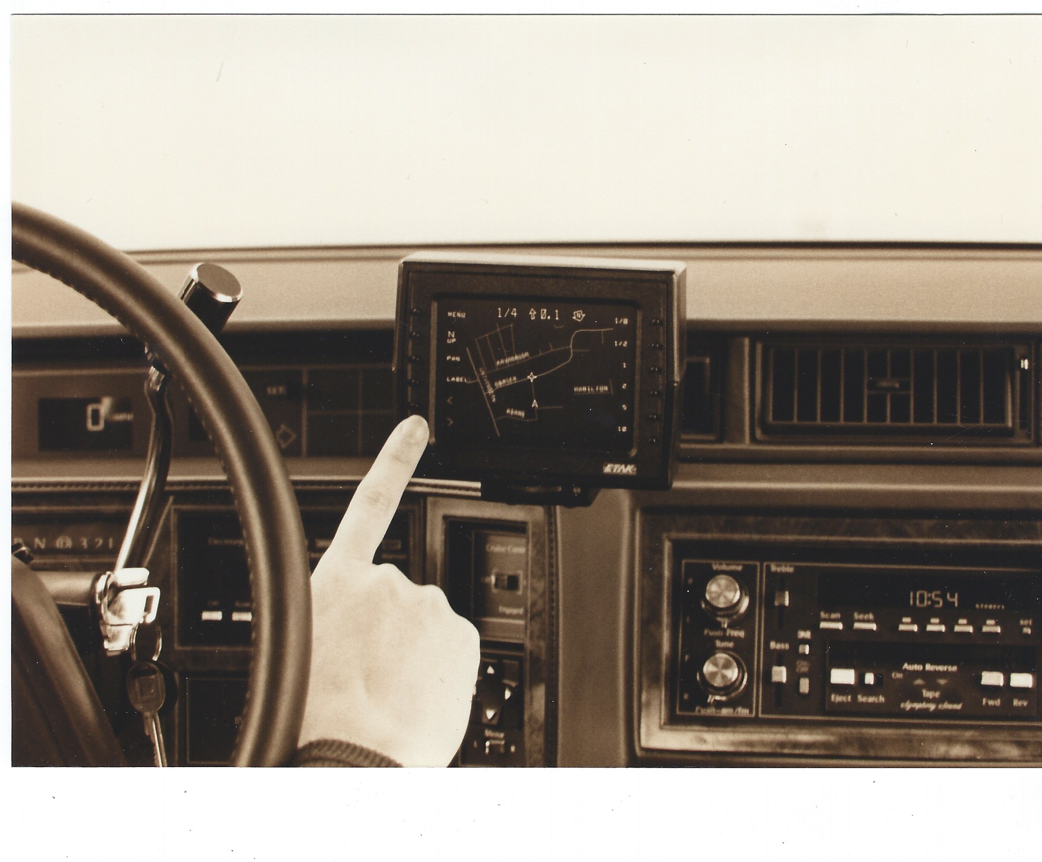 Installation of Etak Navigator display and tape drive in a vehicle dashboard