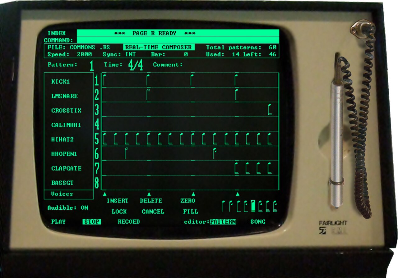 Fairlight CMI Page R sequencer screen