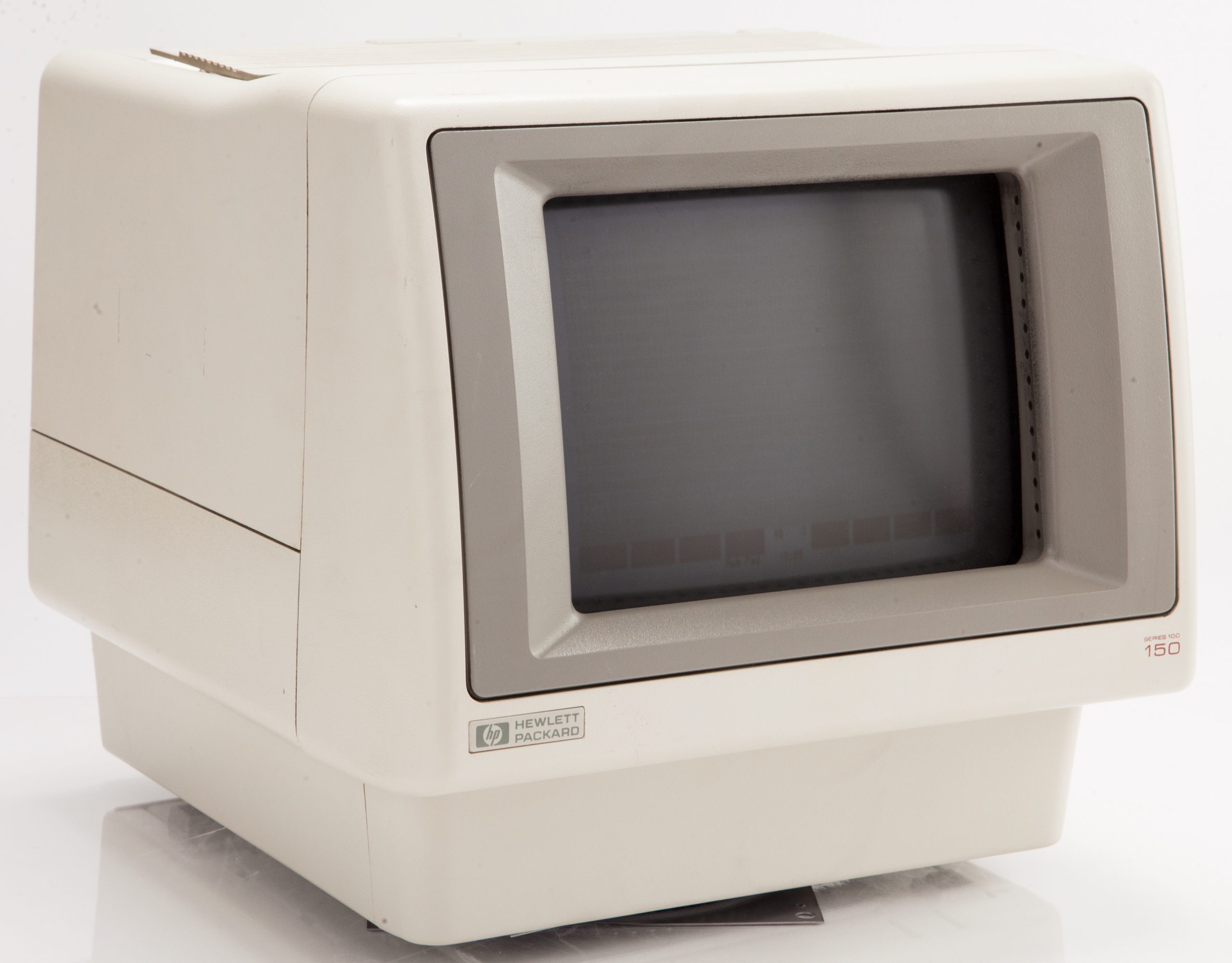 Close-up of HP-150 screen displaying touch-enabled icons