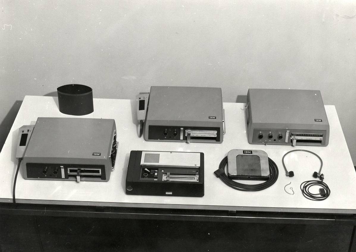 IBM Executary dictation machines with foot pedal and headphones