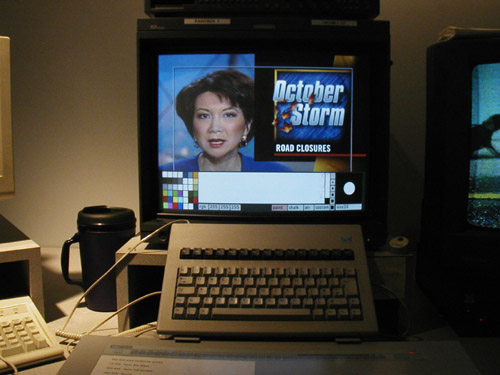 Vintage Quantel Paintbox showing on-screen graphical menus and drawing tools