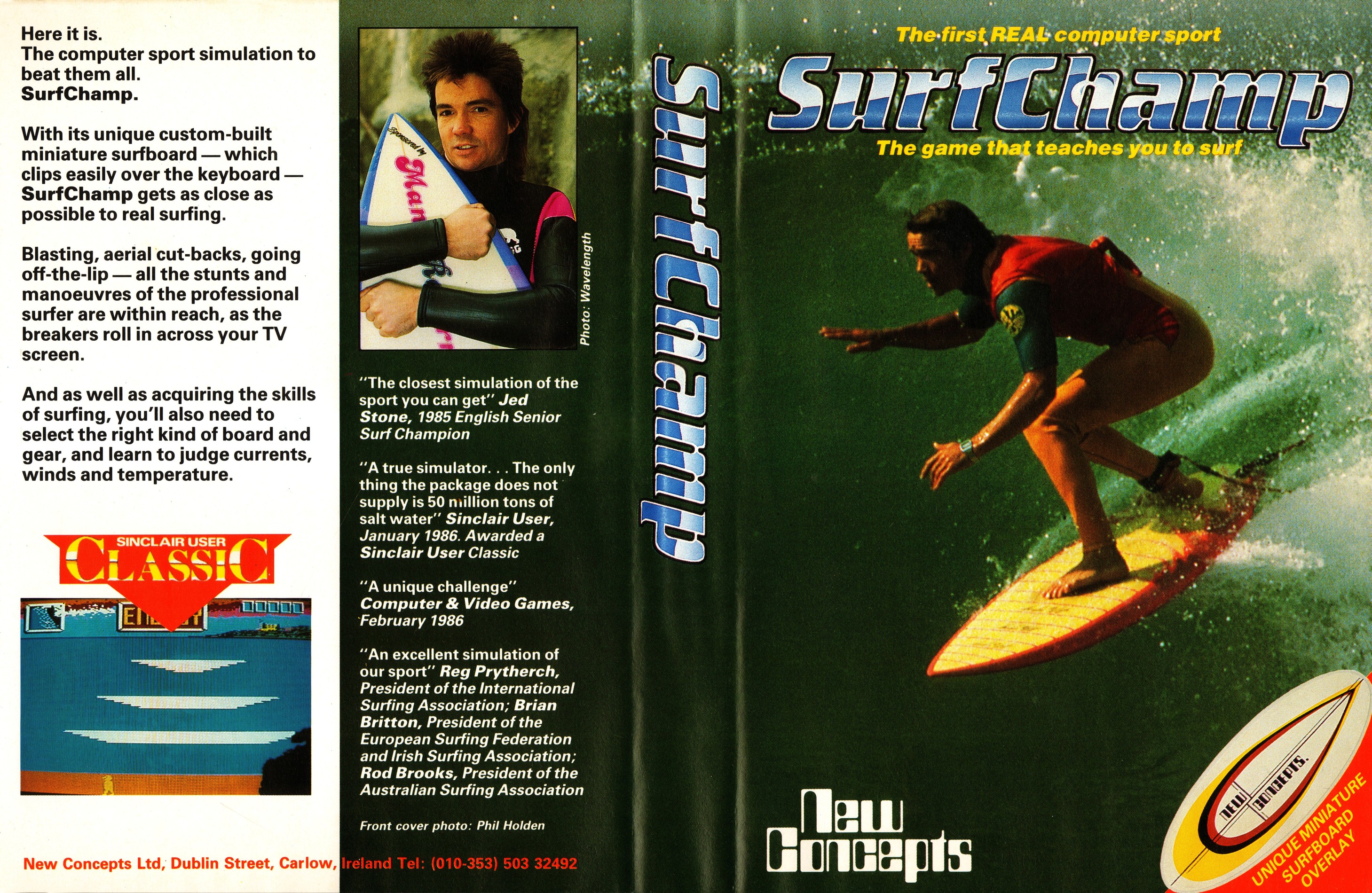 Surf Champ packaging with the surfboard controller and cassette tape