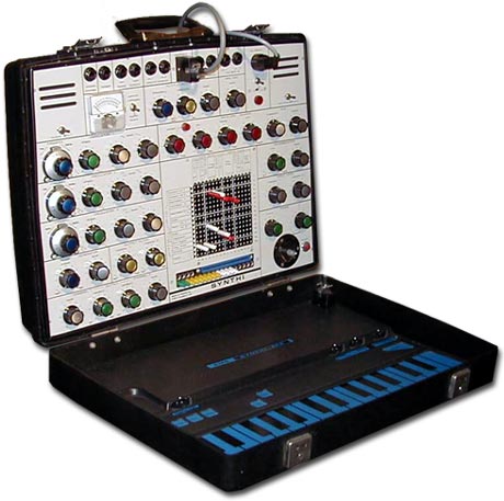 The EMS Synthi AKS closed as a suitcase
