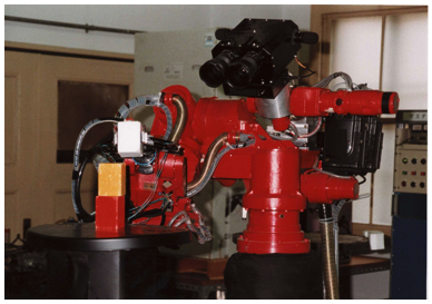 TELESAR I surrogate anthropomorphic robot under remote operation, building blocks