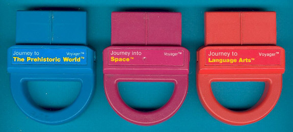 Three exchangeable speech ROM cartridges for the Voyager